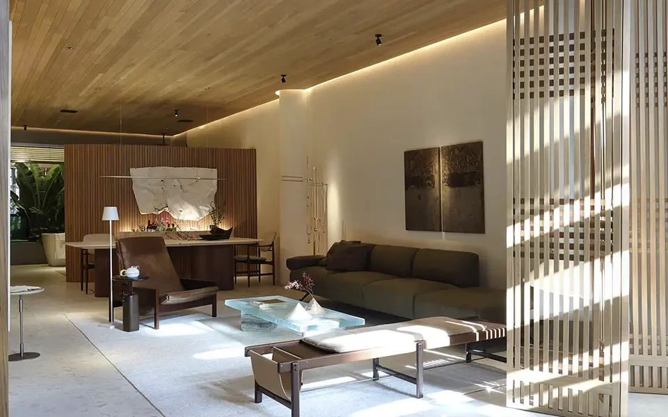 Living contemporâneo com mobiliário planejado Criare